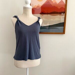 Madewell Knotted-Strap Linen Blend Tank